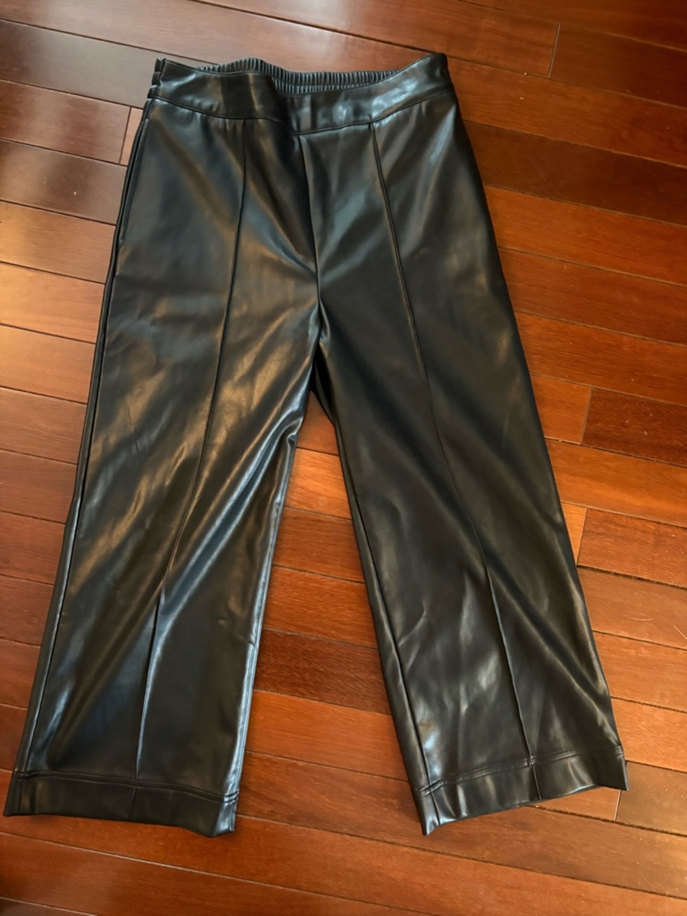 Soft Surroundings Black Faux Leather Jogger Pants